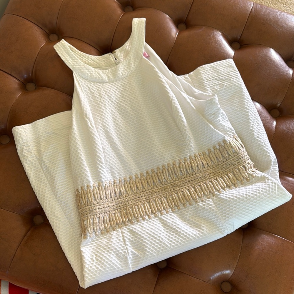 Like NEW Lilly Pulitzer Dress White with Gold Detailing